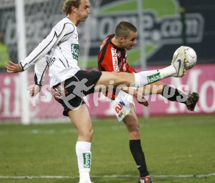 Fussball. Bundesliga. SK Austria Kelag Kaernten gegen LASK Linz.  Moessner Lukas (Kaernten), Saurer Christoph (LASK). Klagenfurt, 29.3.2008
Copyright Kuess

---
pressefotos, pressefotografie, kuess, qs, qspictures, sport, bild, bilder, bilddatenbank