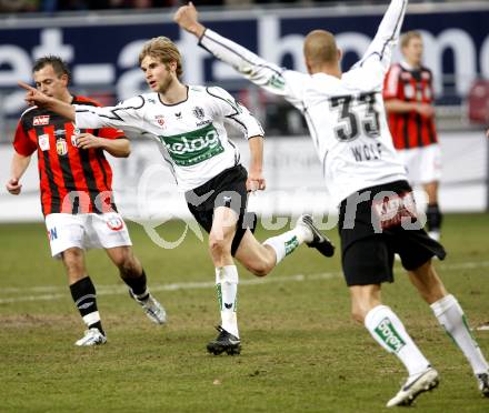 Fussball. Bundesliga. SK Austria Kelag Kaernten gegen LASK Linz. Jubel Kaernten. Weber Manuel, Wolf Patrick (Kaernten). Klagenfurt, 29.3.2008
Copyright Kuess

---
pressefotos, pressefotografie, kuess, qs, qspictures, sport, bild, bilder, bilddatenbank