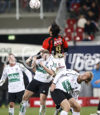 Fussball. Bundesliga. SK Austria Kelag Kaernten gegen LASK Linz.  Ledwon Adam, Moessner Lukas, (Kaernten), Vastic Ivica (LASK). Klagenfurt, 29.3.2008
Copyright Kuess

---
pressefotos, pressefotografie, kuess, qs, qspictures, sport, bild, bilder, bilddatenbank