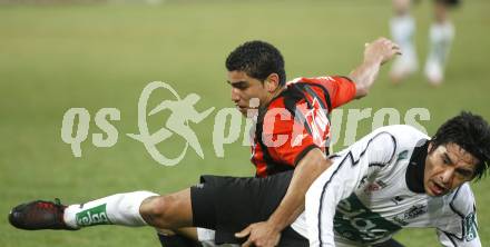 Fussball. Bundesliga. SK Austria Kelag Kaernten gegen LASK Linz.  Chaile Carlos (Kaernten), Rocha Sobrinho Filho Adi (LASK). Klagenfurt, 29.3.2008
Copyright Kuess

---
pressefotos, pressefotografie, kuess, qs, qspictures, sport, bild, bilder, bilddatenbank