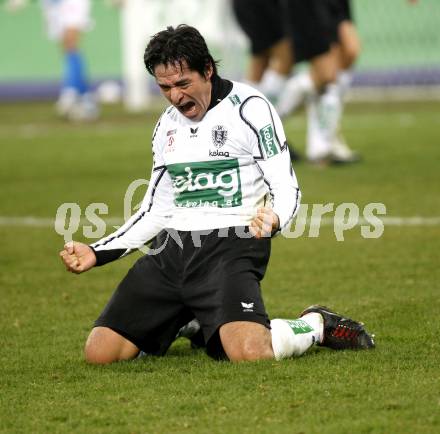 Fussball. Bundesliga. SK Austria Kelag Kaernten gegen LASK Linz.  Jubel Carlos Chaile. Klagenfurt, 29.3.2008
Copyright Kuess

---
pressefotos, pressefotografie, kuess, qs, qspictures, sport, bild, bilder, bilddatenbank