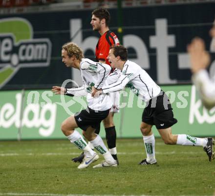 Fussball. Bundesliga. SK Austria Kelag Kaernten gegen LASK Linz.  Torjubel Lukas Moessner, Gerald Krajic. Klagenfurt, 29.3.2008
Copyright Kuess

---
pressefotos, pressefotografie, kuess, qs, qspictures, sport, bild, bilder, bilddatenbank