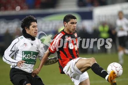 Fussball. Bundesliga. SK Austria Kelag Kaernten gegen LASK Linz.  Chaile Carlos (Kaernten), Rocha Sobrinho Filho Adi (LASK). Klagenfurt, 29.3.2008
Copyright Kuess

---
pressefotos, pressefotografie, kuess, qs, qspictures, sport, bild, bilder, bilddatenbank