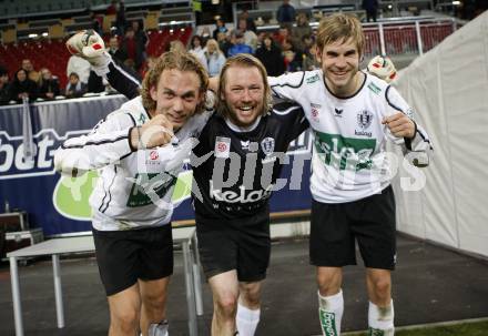 Fussball. Bundesliga. SK Austria Kelag Kaernten gegen LASK Linz.  Jubel Lukas Moessner, Andreas schranz, Manuel Weber. Klagenfurt, 29.3.2008
Copyright Kuess

---
pressefotos, pressefotografie, kuess, qs, qspictures, sport, bild, bilder, bilddatenbank