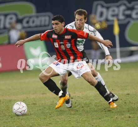 Fussball. Bundesliga. SK Austria Kelag Kaernten gegen LASK Linz.  Ortlechner Manuel (Kaernten), Rocha Sobrinho Filho Adi (LASK). Klagenfurt, 29.3.2008
Copyright Kuess

---
pressefotos, pressefotografie, kuess, qs, qspictures, sport, bild, bilder, bilddatenbank