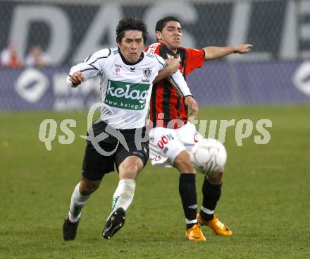 Fussball. Bundesliga. SK Austria Kelag Kaernten gegen LASK Linz.  Chaile Carlos (Kaernten), Rocha Sobrinho Filho Adi (LASK). Klagenfurt, 29.3.2008
Copyright Kuess

---
pressefotos, pressefotografie, kuess, qs, qspictures, sport, bild, bilder, bilddatenbank