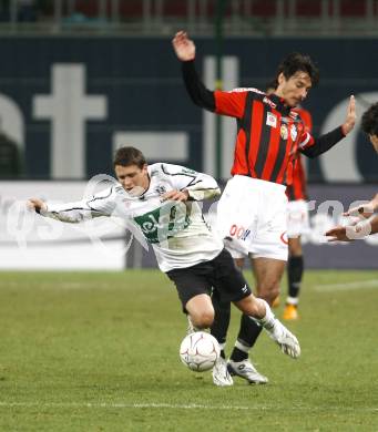 Fussball. Bundesliga. SK Austria Kelag Kaernten gegen LASK Linz.  Junuzovic Zlatko (Kaernten), Vastic Ivica (LASK). Klagenfurt, 29.3.2008
Copyright Kuess

---
pressefotos, pressefotografie, kuess, qs, qspictures, sport, bild, bilder, bilddatenbank