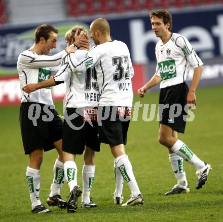 Fussball. Bundesliga. SK Austria Kelag Kaernten gegen LASK Linz.  Torjubel Kaernten. Klagenfurt, 29.3.2008
Copyright Kuess

---
pressefotos, pressefotografie, kuess, qs, qspictures, sport, bild, bilder, bilddatenbank