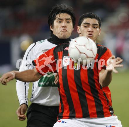 Fussball. Bundesliga. SK Austria Kelag Kaernten gegen LASK Linz.  Chaile Carlos (Kaernten), Rocha Sobrinho Filho Adi (LASK). Klagenfurt, 29.3.2008
Copyright Kuess

---
pressefotos, pressefotografie, kuess, qs, qspictures, sport, bild, bilder, bilddatenbank