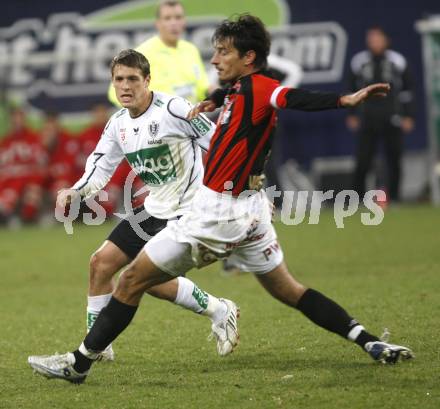 Fussball T-Mobile Bundesliga. SK Austria Kaernten gegen LASK. Zlatko Junuzovic (Kaernten), Ivica Vastic (LASK). Klagenfurt, am 29.3.2008.

Copyright Kuess

---
pressefotos, pressefotografie, kuess, qs, qspictures, sport, bild, bilder, bilddatenbank