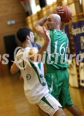 Basketball 2. Bundesliga. KOS Klagenfurt gegen Dornbirn. Nenad Videka (KOS), Steve Georgoulis (Dornbirn). Klagenfurt, am 30.3.2008.

Copyright Kuess

---
pressefotos, pressefotografie, kuess, qs, qspictures, sport, bild, bilder, bilddatenbank