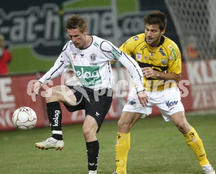 Fussball. Bundesliga. SK Austria Kelag Kaernten gegen Cashpoint SCR Altach. Plassnegger Gernot (Kaernten), Carreno Fernando (Altach). Klagenfurt, 4.4.2008
Copyright Kuess

---
pressefotos, pressefotografie, kuess, qs, qspictures, sport, bild, bilder, bilddatenbank