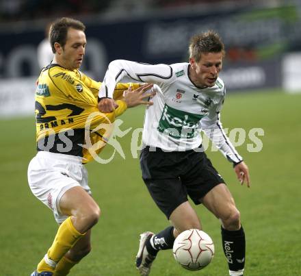 Fussball. Bundesliga. SK Austria Kelag Kaernten gegen Cashpoint SCR Altach.  Plassnegger Gernot (Kaernten), Orman Alen (Altach). Klagenfurt, 29.3.2008
Copyright Kuess

---
pressefotos, pressefotografie, kuess, qs, qspictures, sport, bild, bilder, bilddatenbank