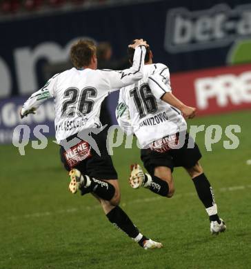 Fussball. T-Mobile Bundesliga. SK Austria Kelag Kaernten gegen Cashpoint SCR Altach. Torjubel Junuzovic Zlatko, Gernot Plassnegger (Kaernten). Klagenfurt, 4.4.2008
Copyright Kuess

---
pressefotos, pressefotografie, kuess, qs, qspictures, sport, bild, bilder, bilddatenbank