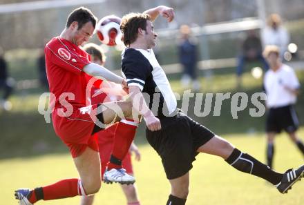 Fussball Unterliga Ost. Ludmannsdorf gegen Welzenegg. Wolfgang Modritsch (Ludmannsdorf), Gernot Werner Lamprecht (Welzenegg). Ludmannsdorf, am 6.4.2008.
Copyright Kuess

---
pressefotos, pressefotografie, kuess, qs, qspictures, sport, bild, bilder, bilddatenbank