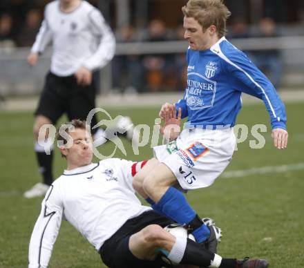 Fussball Regionalliga. SK Austria Kaernten Amateure gegen Gmunden. Guenther Stoxreiter (Kaernten), Markus Lexl (Gmunden). Klagenfurt, am 6.4.2008.
Copyright Kuess

---
pressefotos, pressefotografie, kuess, qs, qspictures, sport, bild, bilder, bilddatenbank