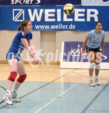 Volleyball Damen Bundesliga. ATSC Wildcats gegen ASKOE Linz Steg. Elena Kaaden, Kerstin Pichler (Wildcats). Klagenfurt, am 5.4.2008.
Copyright Kuess/Nadja Kuess

---
pressefotos, pressefotografie, kuess, qs, qspictures, sport, bild, bilder, bilddatenbank