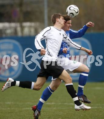 Fussball Regionalliga. SK Austria Kaernten Amateure gegen Gmunden. Guido Burgstaller (Kaernten), Johannes Lahninger (Gmunden). Klagenfurt, am 6.4.2008.
Copyright Kuess

---
pressefotos, pressefotografie, kuess, qs, qspictures, sport, bild, bilder, bilddatenbank