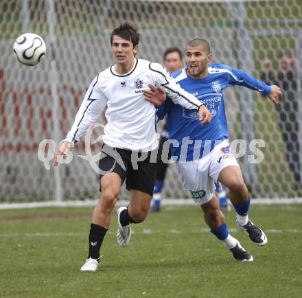 Fussball Regionalliga. SK Austria Kaernten Amateure gegen Gmunden. Mihret Topcagic (Kaernten), Stefan Duvnjak (Gmunden). Klagenfurt, am 6.4.2008.
Copyright Kuess

---
pressefotos, pressefotografie, kuess, qs, qspictures, sport, bild, bilder, bilddatenbank