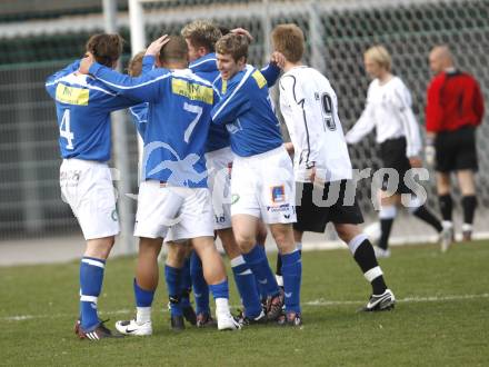 Fussball Regionalliga. SK Austria Kaernten Amateure gegen Gmunden. Torjubel (Gmunden). Klagenfurt, am 6.4.2008.
Copyright Kuess

---
pressefotos, pressefotografie, kuess, qs, qspictures, sport, bild, bilder, bilddatenbank