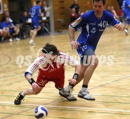 Handball. SVVW Klagenfurt gegen SC Ferlach. Oliver Gaggl (SVVW), Andrej Pocervina (Ferlach). Klagenfurt, am 6.4.2008
Copyright Kuess

---
pressefotos, pressefotografie, kuess, qs, qspictures, sport, bild, bilder, bilddatenbank