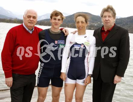 Rudern. Praesident Kurt Peterle, Florian Berg, Michaela Taupe-Traer, Obmann Hermann Pansi (RV Nautilus). Klagenfurt, am 9.4.2008
Copyright Kuess

---
pressefotos, pressefotografie, kuess, qs, qspictures, sport, bild, bilder, bilddatenbank