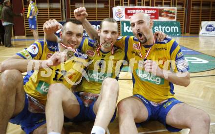 Volleyball. Bundesliga. HYPO VBK Klagenfurt gegen SK Aich/Dob. Jubel (AICH). Klagenfurt, 13.4.2008
Copyright Kuess

---
pressefotos, pressefotografie, kuess, qs, qspictures, sport, bild, bilder, bilddatenbank