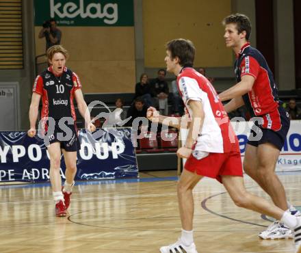 Volleyball. Bundesliga. HYPO VBK Klagenfurt gegen SK Aich/Dob. Shane Alexander, Alexander Huber, David Quinn (HYPO). Klagenfurt, 13.4.2008
Copyright Kuess

---
pressefotos, pressefotografie, kuess, qs, qspictures, sport, bild, bilder, bilddatenbank