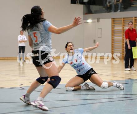 Volleyball Damen Bundesliga. ATSC Wildcats gegen Post SV Wien. PRAEPROST Maja; Kerstin Pichler (Wildcats). Klagenfurt, am 16.4.2008.
Copyright Kuess

---
pressefotos, pressefotografie, kuess, qs, qspictures, sport, bild, bilder, bilddatenbank