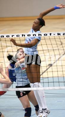 Volleyball Damen Bundesliga. ATSC Wildcats gegen Post SV Wien. HOLNESS "Tasha" Sherline, PRÄPROST Maja (Wildcats). Klagenfurt, am 16.4.2008.
Copyright Kuess

---
pressefotos, pressefotografie, kuess, qs, qspictures, sport, bild, bilder, bilddatenbank