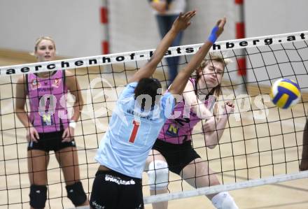 Volleyball Damen Bundesliga. ATSC Wildcats gegen Post SV Wien. Sherline Tasha Holness (Wildcats), Monika Kucerova, Kristyna Pastulova (Post). Klagenfurt, am 16.4.2008.
Copyright Kuess

---
pressefotos, pressefotografie, kuess, qs, qspictures, sport, bild, bilder, bilddatenbank