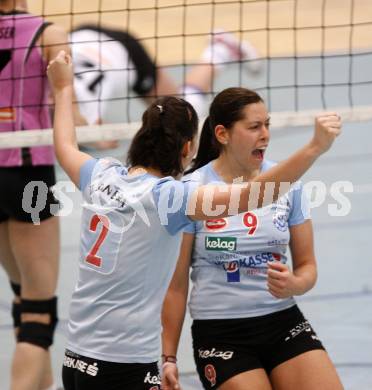 Volleyball Damen Bundesliga. ATSC Wildcats gegen Post SV Wien. ZANGERL Sandra, PICHLER Kerstin (Wildcats). Klagenfurt, am 16.4.2008.
Copyright Kuess

---
pressefotos, pressefotografie, kuess, qs, qspictures, sport, bild, bilder, bilddatenbank