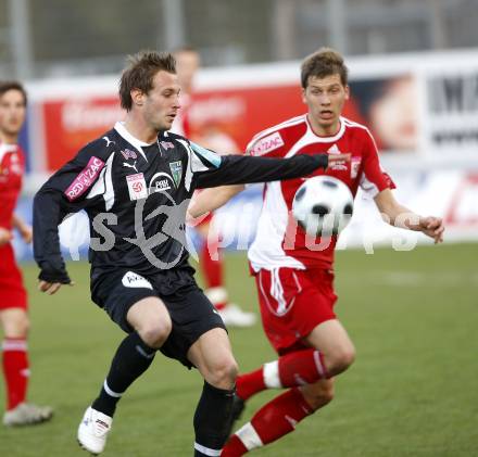 Fussball. Red Zac Bundesliga. FC Kaernten gegen FC Pax Gratkorn. Guido Burgstaller (FCK), Martin Ehrenreich (Gratkorn). Klagenfurt, am 18.4.2008.
Copyright Kuess

---
pressefotos, pressefotografie, kuess, qs, qspictures, sport, bild, bilder, bilddatenbank