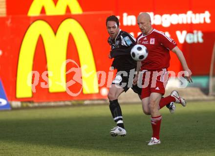 Fussball. Red Zac Bundesliga. FC Kaernten gegen FC Pax Gratkorn. Ludek Zelenka (FCK), Andreas Rauscher (Gratkorn). Mc Donalds. Klagenfurt, am 18.4.2008.
Copyright Kuess

---
pressefotos, pressefotografie, kuess, qs, qspictures, sport, bild, bilder, bilddatenbank