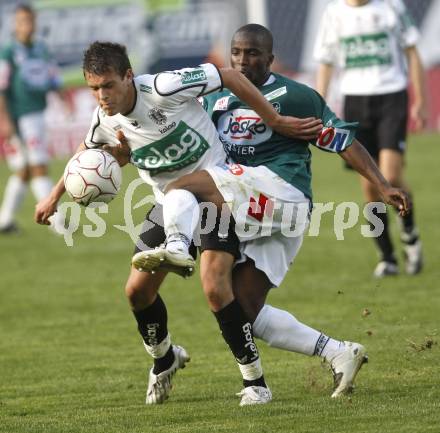 Fussball T-Mobile Bundesliga. SK Austria Kaernten gegen Ried. Zlatko Junuzovic (K), Kujabi Pasaikov (Ried). Klagenfurt, 20.4.2008.
Copyright Kuess

---
pressefotos, pressefotografie, kuess, qs, qspictures, sport, bild, bilder, bilddatenbank