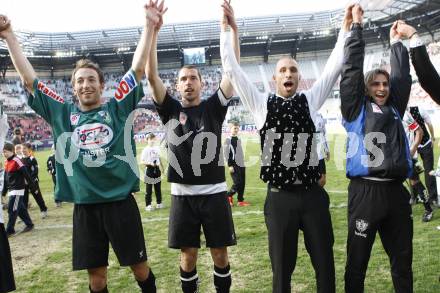 Fussball T-Mobile Bundesliga. SK Austria Kaernten gegen Ried. Jubel Manuel Ortlechner, Christian Prawda, Patrick Wolf, Konditionstrainer Kotominsky.  Klagenfurt, 20.4.2008.
Copyright Kuess

---
pressefotos, pressefotografie, kuess, qs, qspictures, sport, bild, bilder, bilddatenbank