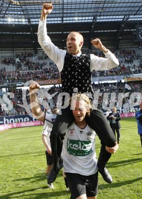 Fussball T-Mobile Bundesliga. SK Austria Kaernten gegen Ried. Jubel Patrick Wolf, Lukas Moessner. Klagenfurt, 20.4.2008.
Copyright Kuess

---
pressefotos, pressefotografie, kuess, qs, qspictures, sport, bild, bilder, bilddatenbank