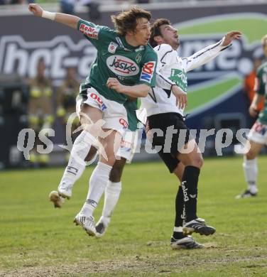 Fussball T-Mobile Bundesliga. SK Austria Kaernten gegen Ried. Roland Kollmann (K), Christoph Jank (Ried). Klagenfurt, 20.4.2008.
Copyright Kuess

---
pressefotos, pressefotografie, kuess, qs, qspictures, sport, bild, bilder, bilddatenbank