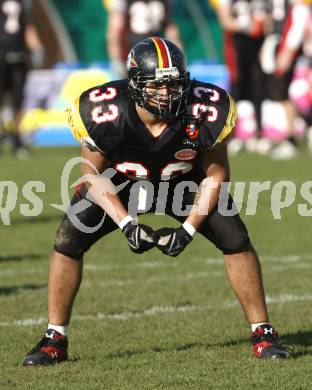 American Football. Carinthian Black Lions gegen Badalona Dracs (Spanien). Ramon Abdel Azim Mohamed (Lions). Klagenfurt, 19.4.2008.
Copyright Kuess

---
pressefotos, pressefotografie, kuess, qs, qspictures, sport, bild, bilder, bilddatenbank