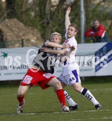 Fussball. Regionalliga. SAK gegen Feldkirchen. Thomas Reichhold (SAK), Rene Partl (Feldkirchen). Klagenfurt, 19.4.2008.
Copyright Kuess

---
pressefotos, pressefotografie, kuess, qs, qspictures, sport, bild, bilder, bilddatenbank