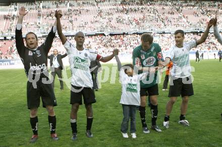 Fussball T-Mobile Bundesliga. SK Austria Kaernten gegen Ried. Jubel Andreas Schranz, Chiquinho, Manuel Ortlechner, Alexander Hauser. Klagenfurt, 20.4.2008.
Copyright Kuess

---
pressefotos, pressefotografie, kuess, qs, qspictures, sport, bild, bilder, bilddatenbank