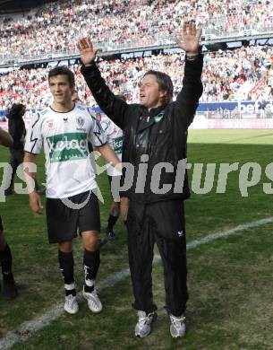 Fussball T-Mobile Bundesliga. SK Austria Kaernten gegen Ried. Jubel Frenkie Schinkels, Haris Bukva (Kaernten). Klagenfurt, 20.4.2008.
Copyright Kuess

---
pressefotos, pressefotografie, kuess, qs, qspictures, sport, bild, bilder, bilddatenbank