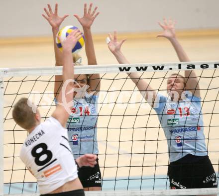 Volleyball Damen Bundesliga. ATSC Wildcats gegen Post SV Wien. Therese Mc Natt, Sigrid Sumper (Wildcats). Klagenfurt, am 23.4.2008.
Copyright Kuess

---
pressefotos, pressefotografie, kuess, qs, qspictures, sport, bild, bilder, bilddatenbank