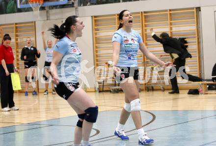 Volleyball Damen Bundesliga. ATSC Wildcats gegen Post SV Wien. Jubel Kerstin Pichler, PRAEPROST Maja (Wildcats). Klagenfurt, am 23.4.2008.
Copyright Kuess

---
pressefotos, pressefotografie, kuess, qs, qspictures, sport, bild, bilder, bilddatenbank