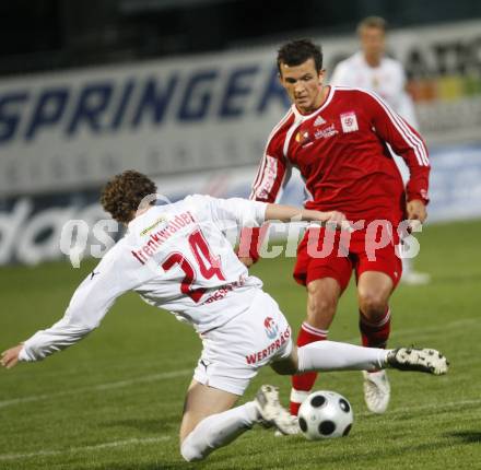 Fussball Red Zac Bundesliga. FC Kaernten gegen Trenkwalder SKS. Haris Bukva (FCK), Paul Weissensteiner (Trenkwalder). Klagenfurt, am 29.4.2008.
Copyright Kuess

---
pressefotos, pressefotografie, kuess, qs, qspictures, sport, bild, bilder, bilddatenbank