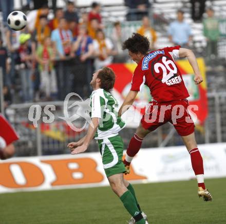 Fussball Red Zac Bundesliga. FC Kaernten gegen DSV Leoben. Matthias Sereinig (FCK), Arno Kozelsky (Leoben). Klagenfurt, am 2.5.2008.
Copyright Kuess

---
pressefotos, pressefotografie, kuess, qs, qspictures, sport, bild, bilder, bilddatenbank