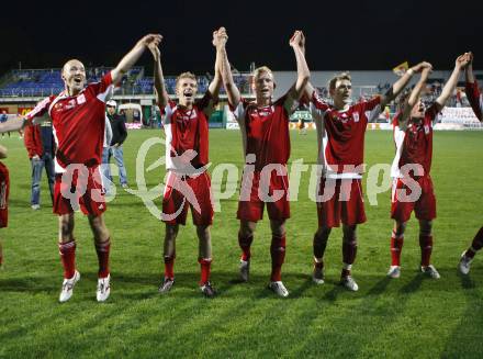 Fussball Red Zac Bundesliga. FC Kaernten gegen DSV Leoben. Jubel Ludek Zelenka, Thomas Hinum, Michael Miksits, Manuel Wallner, Helmut Koenig. Klagenfurt, am 2.5.2008.
Copyright Kuess

---
pressefotos, pressefotografie, kuess, qs, qspictures, sport, bild, bilder, bilddatenbank