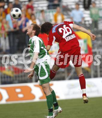 Fussball Red Zac Bundesliga. FC Kaernten gegen DSV Leoben. Matthias Sereinig (FCK), Arno Kozelsky (Leoben). Klagenfurt, am 2.5.2008.
Copyright Kuess

---
pressefotos, pressefotografie, kuess, qs, qspictures, sport, bild, bilder, bilddatenbank