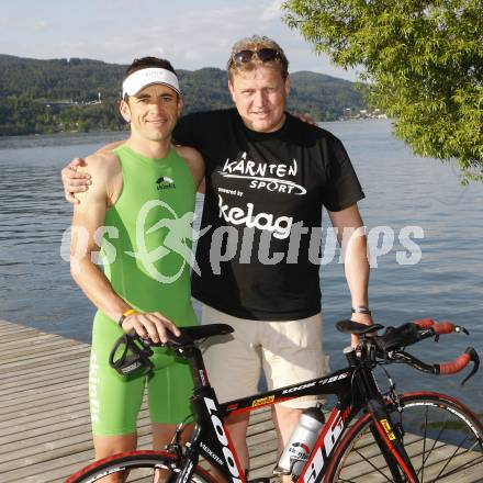 Triathlon. Schwimmen, Radfahren, Laufen. Gernot Seidl, Erwin Hasenbichler. Klagenfurt, am 12.5.2008.
Copyright Kuess

---
pressefotos, pressefotografie, kuess, qs, qspictures, sport, bild, bilder, bilddatenbank