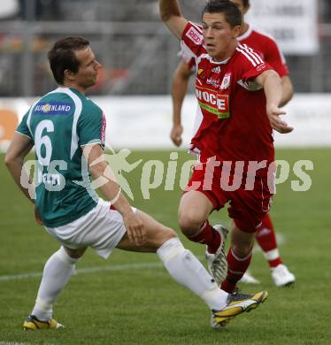 Fussball Red Zac Bundesliga. FC Kaernten gegen SC/ESV Parndorf. Rene Seebacher (FCK), Richard Stern (Parndorf). Klagenfurt, am 16.5.2008.
Copyright Kuess

---
pressefotos, pressefotografie, kuess, qs, qspictures, sport, bild, bilder, bilddatenbank